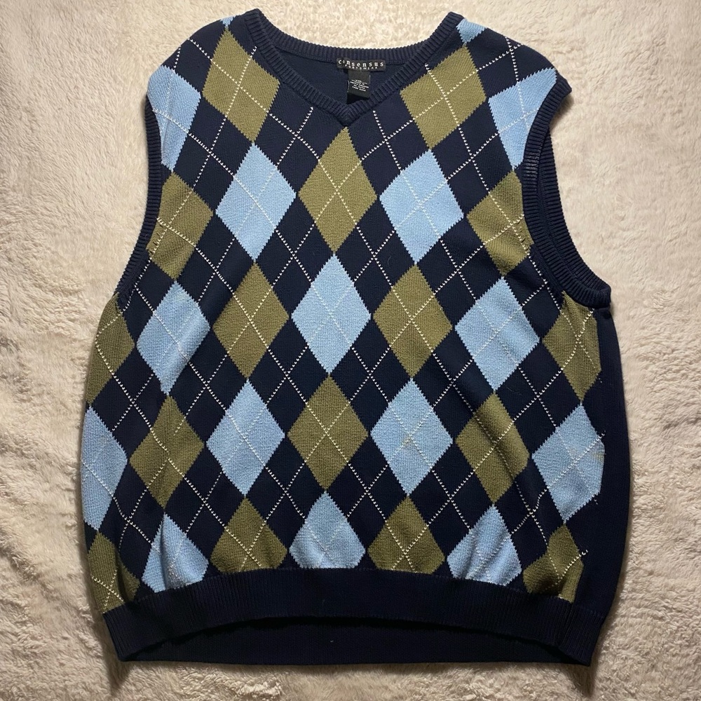 BLUE AND GREEN💙💚argyle patter sweater vest size 2x large